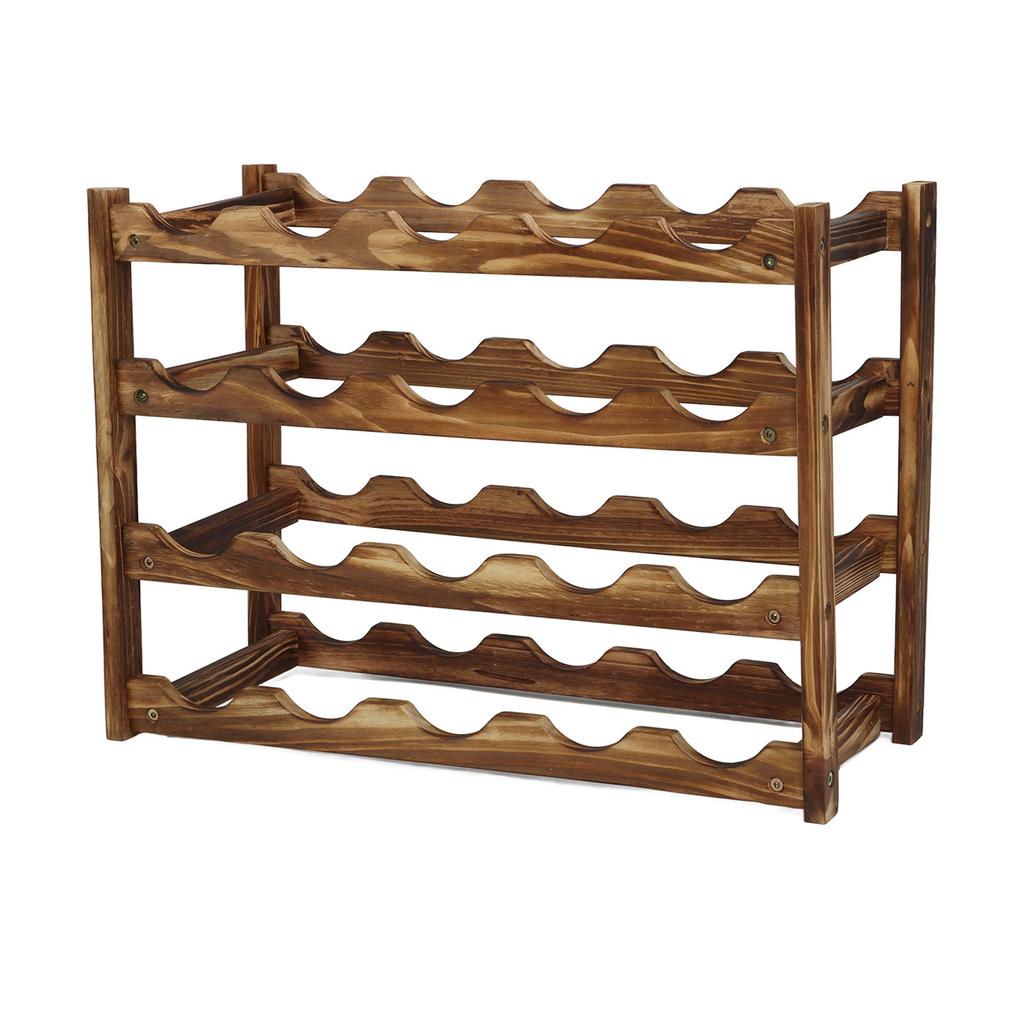 Wine Rack Pine Wood Wine Bottle Storage Shelf Display Organizer Decor for Countertop Home 4 Layer
