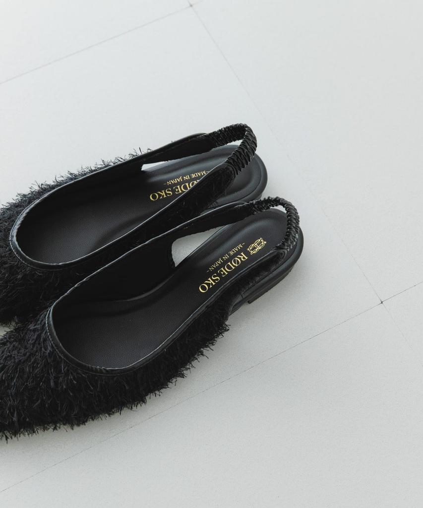 Rodesco Riemenmule mit Fellrücken in Größe 38 Damenpumps, Japan, XXA6-2HU2601 Schwarz,