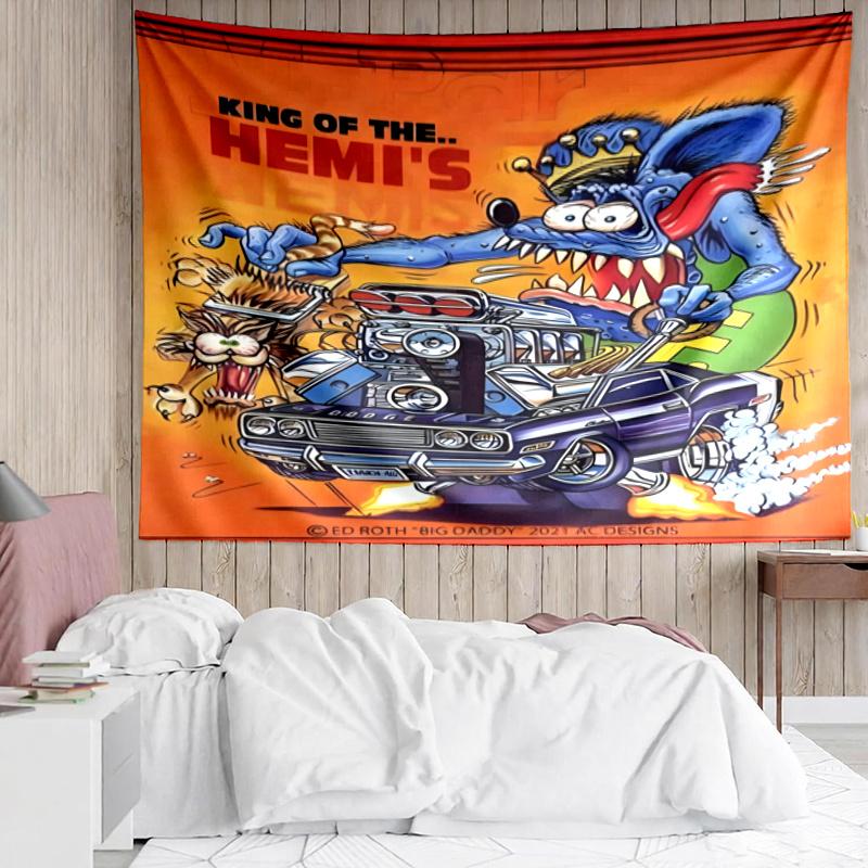 Rat Fink Power Wall Hanging Tapestry Wall Cloth Tapestries Decor Wall Bedroom Decoration