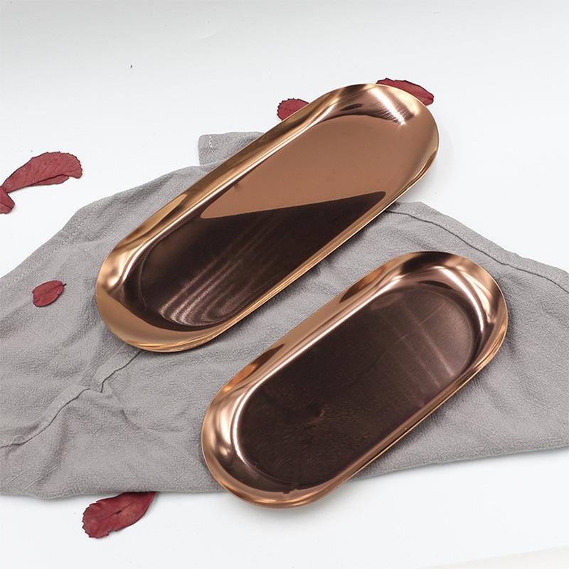Modern Simple Metal Stainless Steel Storage Tray Jewelry Display Tray Shooting Props Trinkets Display Box Multi-functional