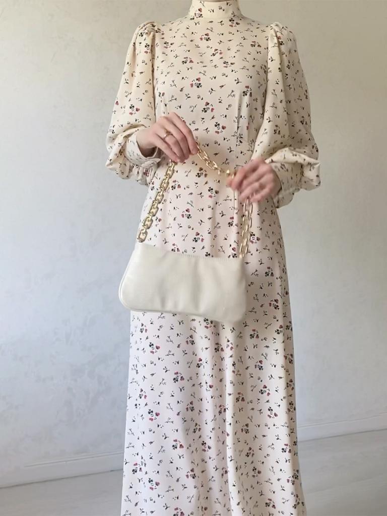 Spring Gentle And Loose Floral Dress With Long Sleeves And Long Skirts For Women