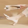 571-1 [sheepskin] high heels women's thick heels autumn 2025 new bow pointed temperament single shoes