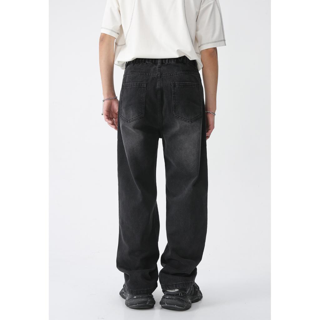 Pánská jarní novinka Pánské korejské rovné sudové americké trendy perforované džínové kalhoty