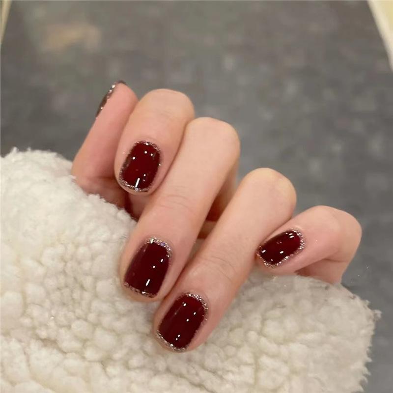 Wine Red Glitter Peel-Off Nail Polish - Long-Lasting Shiny Crystal Burst, 2026 New Internet Celebrity Favorite