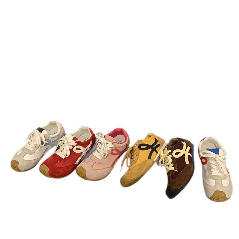 Red German training shoes for women's 2025 new spring retro cute soft-soled sports and leisure versatile Forrest Gump board shoes