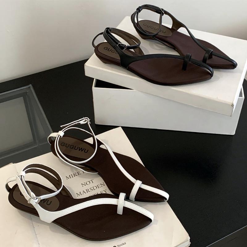 Fashion Novelty Designer Ankle Strap Clip Toe Sandals Women Narrow Strap Wedge Low Heel Slippers Women Cozy Summer Beach Gladiator Shoes