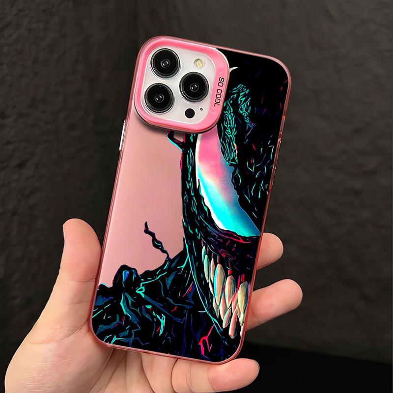 Skvělé barevné stříbrné pouzdro Marvel Venom pro Apple iPhone 15 14 13 11 12 13 Pro Max 14 Plus Funda Luxusní zadní kryt telefonu