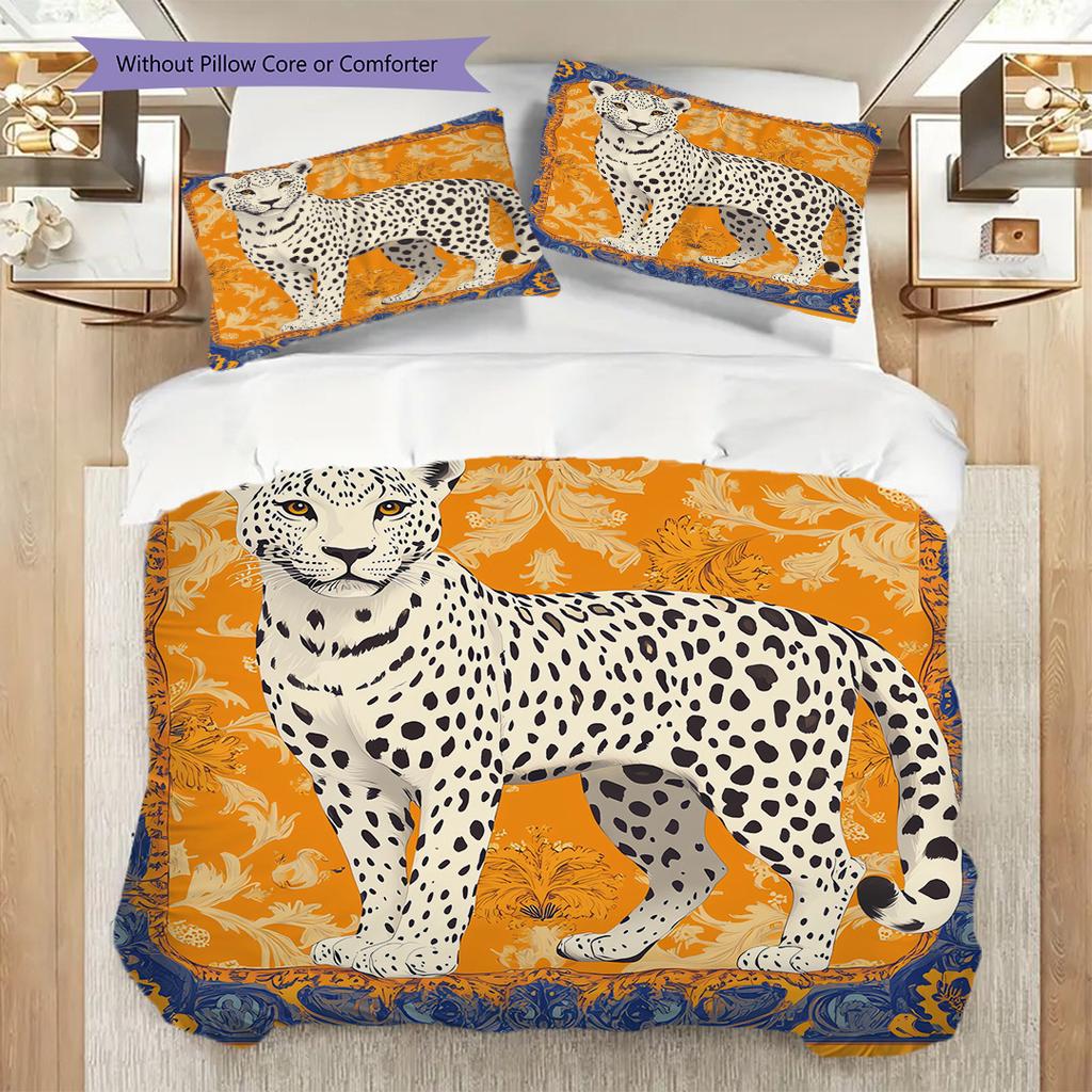 Leopard Sheep Pattern Bedding Quilt Set Quilt Cover Pillowcase Home Decoration Birthday Gift (1 * duvet cover + 2 * pillowcase, without core)