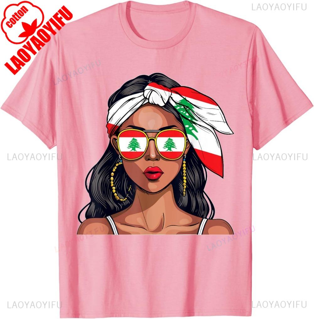Libanesiska Souvenirprodukter Kvinna Flaggskjorta Libanon T-shirt Sommarmode Casual T-shirt Retro Libanon Street Herrtoppar