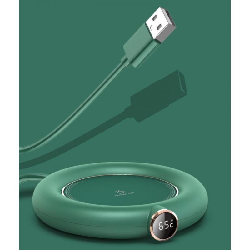 

USB-подогреватель кружек для кофе, офисная подставка для кофе, подогреватель чашек, 3 режима, светодиодный дисплей для кофе, молока, чая, поддержания температуры напитка зелёный