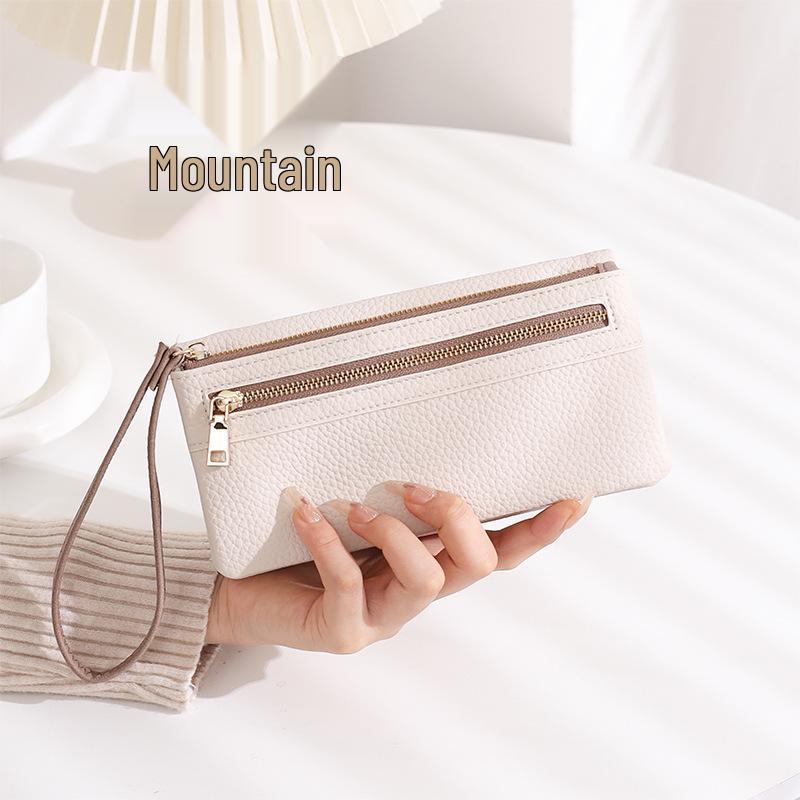 Women's Large Capacity Frosted Double Zipper Long Wallet & Clutch