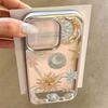 Stars and Moon Art Design Clear Phone Case For iPhone 17 Air 16 e 15 14 13 12 11 Pro Max Plus SE Plating Drop Coque Cover