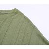 Spring and Autumn Women's Knit Blouse Round Neck Casual Top Green Button Tee Jacquard Long Sleeve Blouse