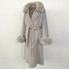 Woman Trend 2024 Autumn Winter 100% Double-sided Wool Coat Ladies Real Fox Fur Collar Detachable Long Coat