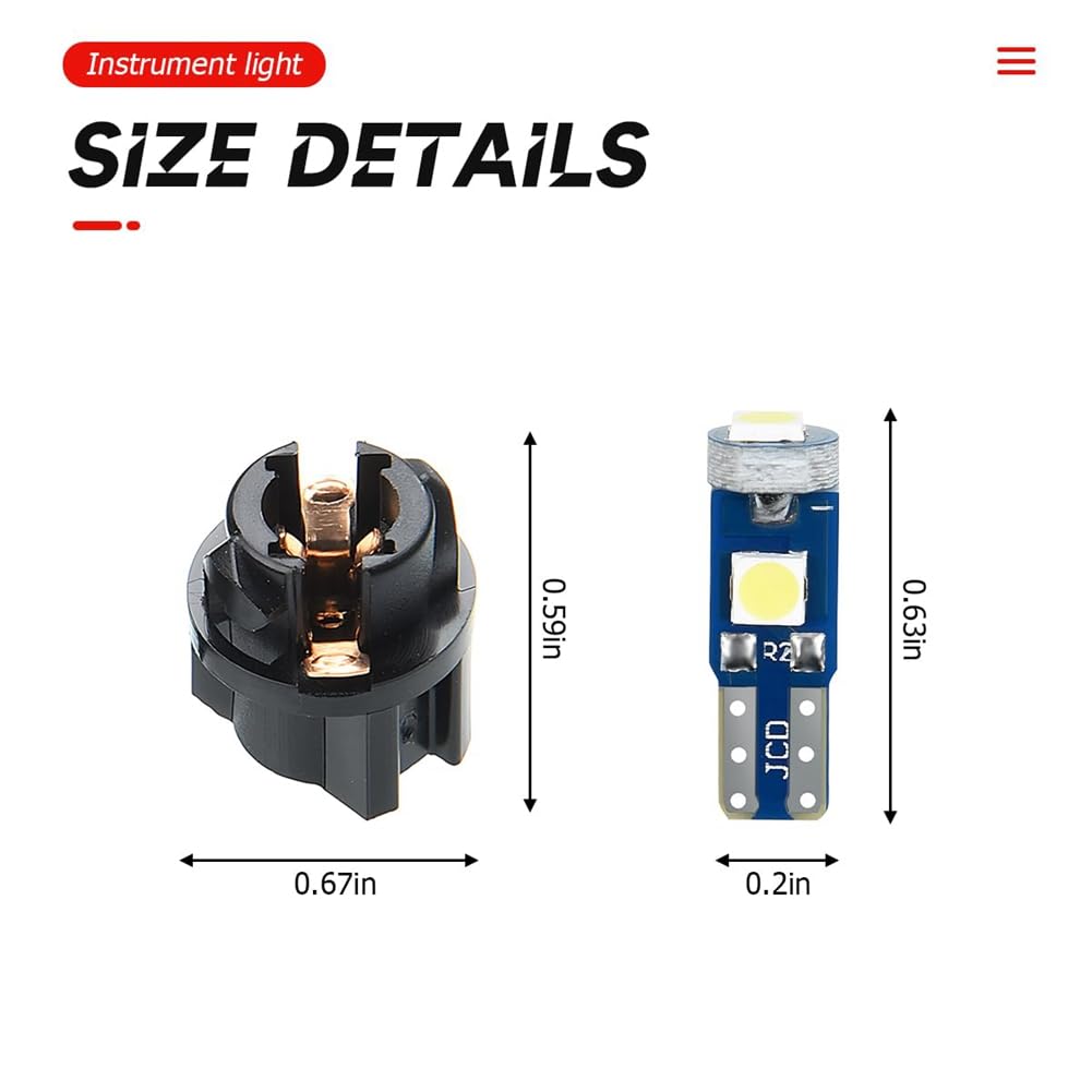 Swagell 20pcs T5 LED Lights for Car Dashboard Panel Gauge Indicator 0-3SMD Light Replacement