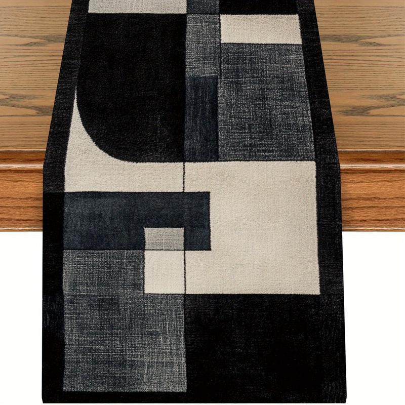 Modern Geometric Pattern Table Runner, Minimalist Home Dining Table Decor, Art - style Tablecloth