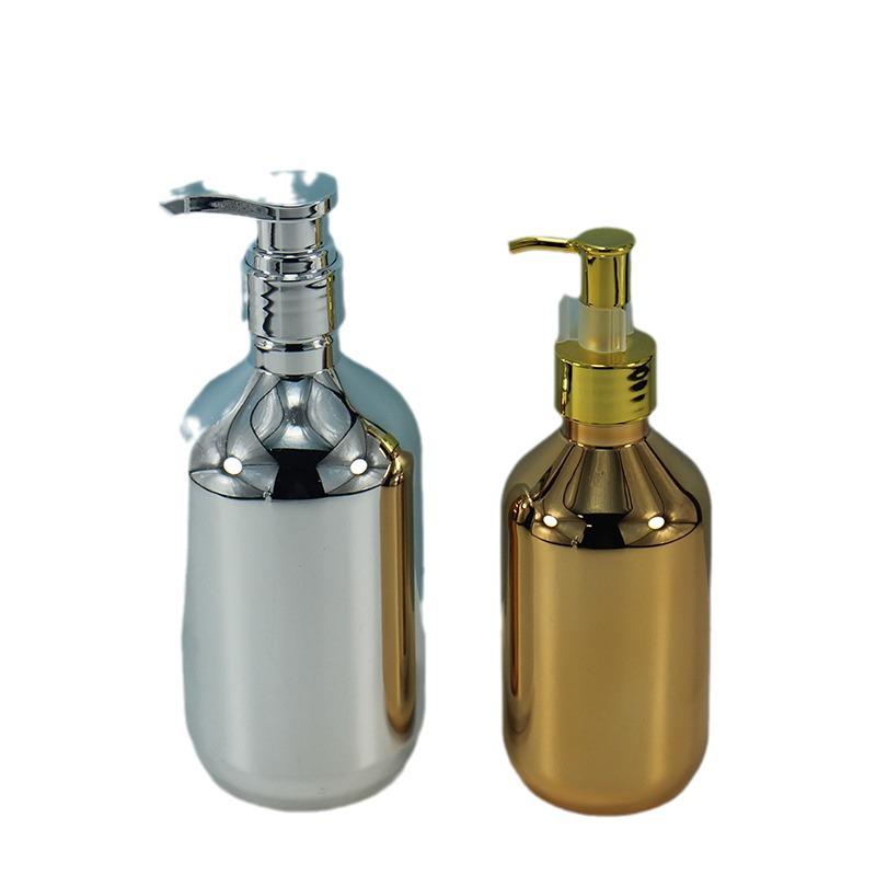Galvanisierte PET nachfüllbare Pumpflasche für Shampoo & Conditioner (300 ml/500 ml) für Hotel-Toilettenartikel