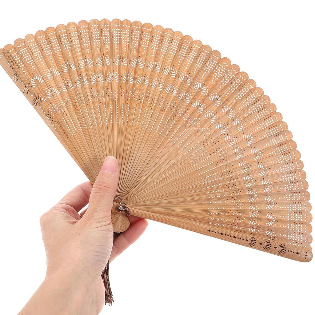 Small Bamboo Folding Fan for Men and with Openwork 42 Bamboo Japanese Traditional Heat Summer Tea Brown [Milisten] Women, Compact, Ultra-lightweight,