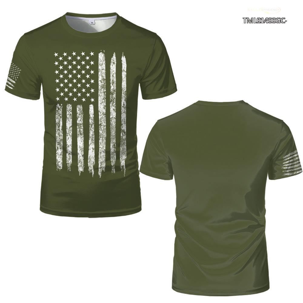 Cross-border cotton short-sleeved t-shirt printed short-sleeved ebayT-shirt American Wish flag 3d men s short-sleeved t-shirt XXS