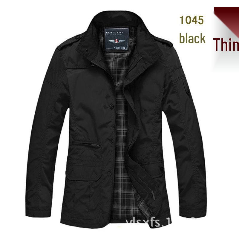 Giacca a vento da uomo taglie forti slim fit di media lunghezza 2026 - Trench casual in cotone per primavera/autunno