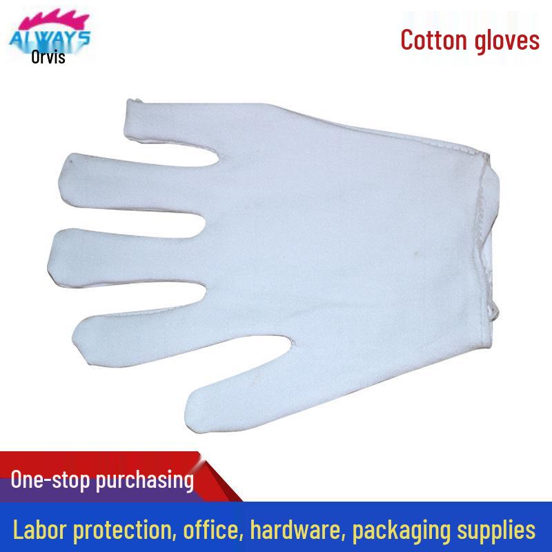 Sweat-Proof Medium-Thick White Cotton Work Gloves