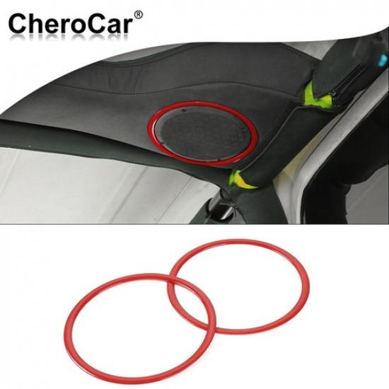 2 pièces Anneau de Couverture de Haut-parleur de Toit Intérieur Rouge pour Jeep Wrangler TJ 97-2006