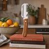 Peeler de legume din oțel inoxidabil 3-în-1 cu lamă zimțată și mâner din lemn, Feliator, Deschizător de sticle, Instrument de bucătărie