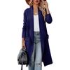Women's Lapel Long Sleeve Open Front Cardigan Loose Fit British Style Long Knit Coat