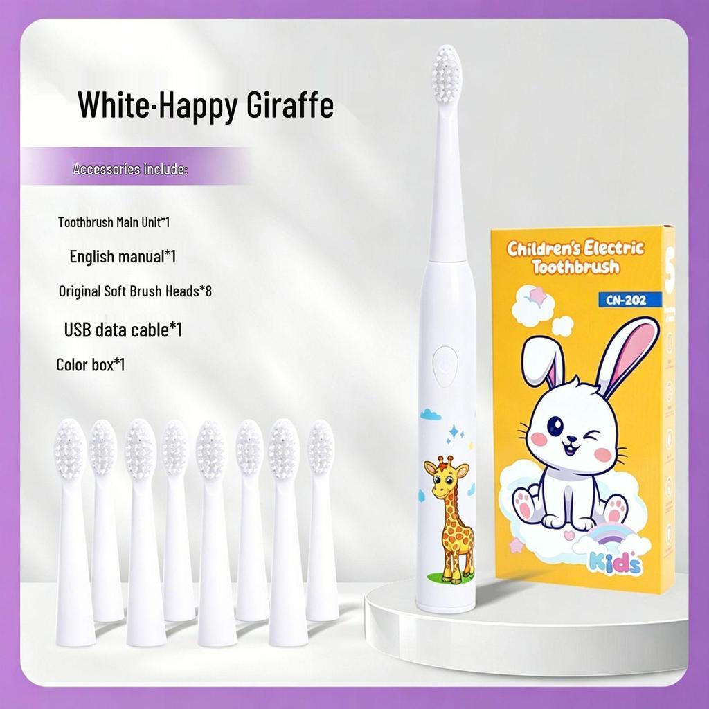 Rechargeable Electric Toothbrush for Kids: Soft Bristles, Waterproof, Automatic, Cartoon Design, Safe for Baby Teeth