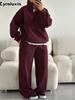 Fashion Half-Neck Long Sleeve Hoodie Pants Set Casual Oversized Sweatshirt and Pants Outfit