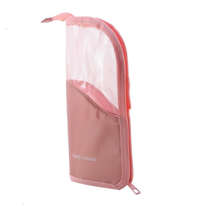 Portable Travel Waterproof Makeup Bag Vertical Foldable Large Capacity Handheld Zipper Pencil Storage Bag