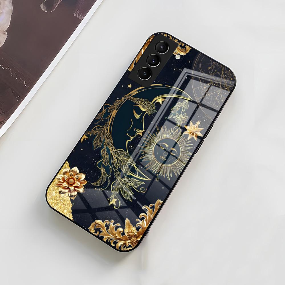 Yinuoda Funny Sun Moon Face Phone Case For Samsung A56 A36 A26 A16 A15 A25 A35 A55 A14 A34 A24 A54 Glass Case