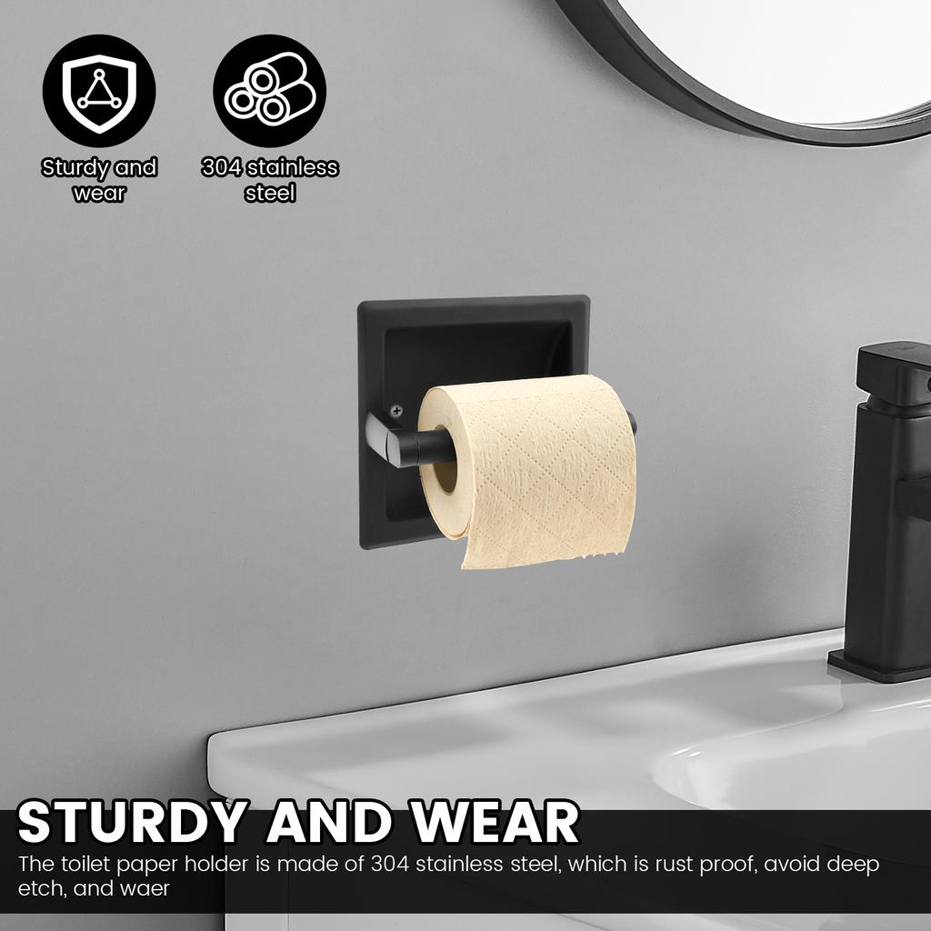 Toilet Paper Holder Stainless Steel Recessed Tissue Mount Holder Rotatable Tissue Roll Dispenser for Bathroom Kitchen Bedroom