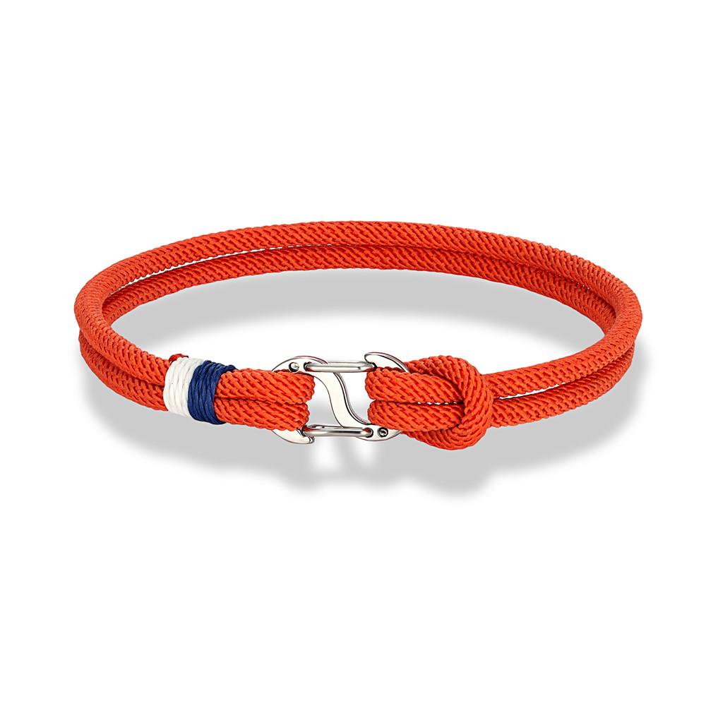 Navy Blue Braided Rope Bracelet Stainless Steel Double Push Carabiner Clasp Survival Bracelet for Men Women Couple Gifts