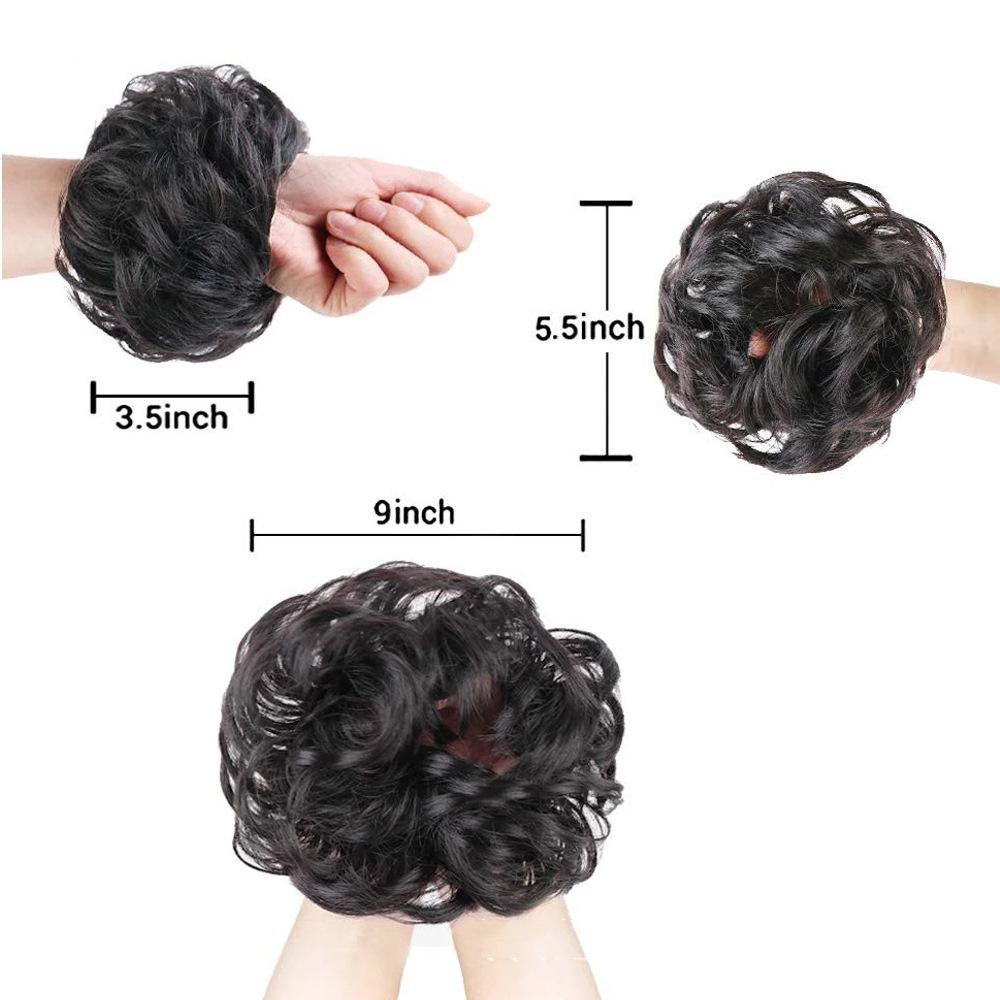 European & American Trendy High-Temp Silk Curly Hair Scrunchie Bun - Fluffy, Natural Elastic Hairpiece