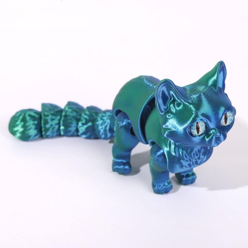 Plastic Material Articulated Cats Doll Big Eyes Cute Cat Figure 3D Printed Cat Model Home Decor