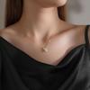 Korean Style Silver Clavicle Necklace with Zircon & Pearl