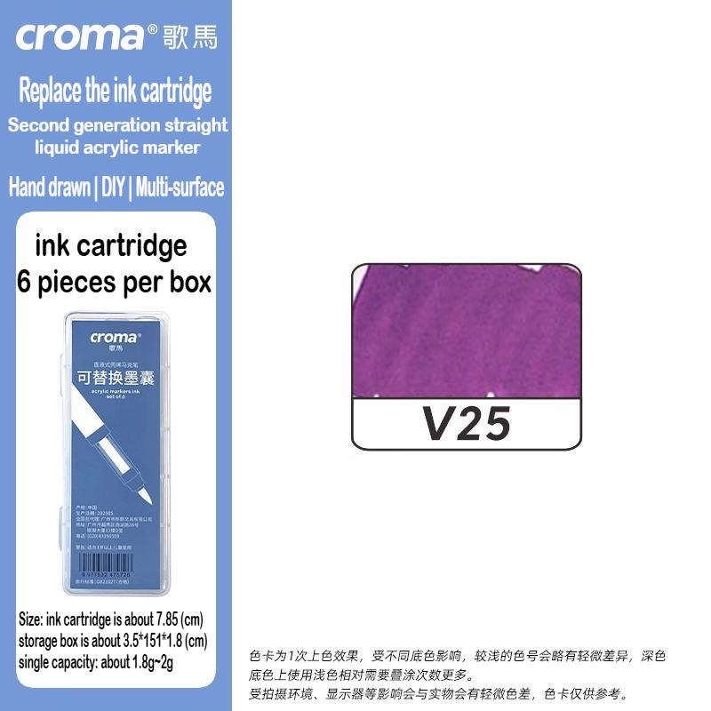 Croma 160/24 Color Replaceable Ink Refill Liquid Soft Tip Acrylic Marker Non Toxic Waterproof School Office Supplies Stationery