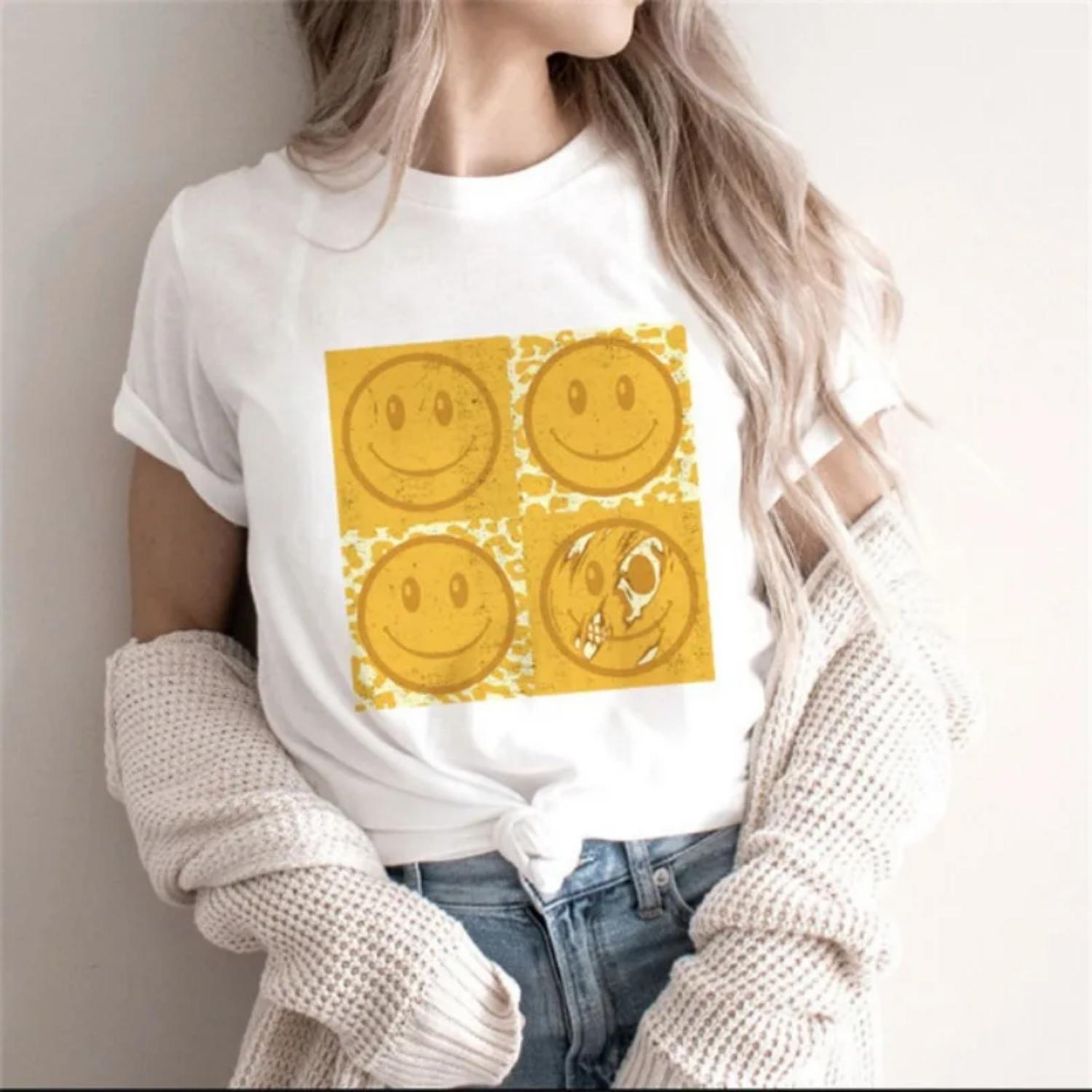 

2024 Summer New Fashion Fun Printed Cotton Large Size T-shirt Harajuku Wind Round Neck Retro Casual Couple Loose T-shirt XXXXXL білий