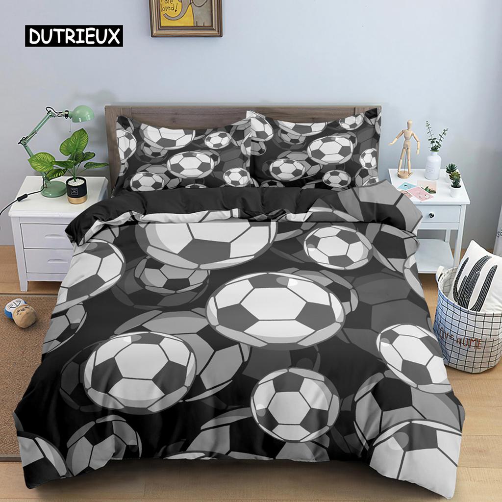 Cartoon Football Duvet Cover Colored Graffiti Sports Theme for Boys Teens Bedroom Decorations Bedding Set Football Lovers' Gift