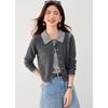 Women's Gray Two-in-One Knit Sweater Cardigan: Autumn 2026 Versatile Outerwear