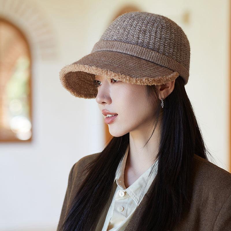 Fashion Cap Autumn Winter Warm Cold Ladies Bucket Hat Casual Knitted Wool Equestrian Hat