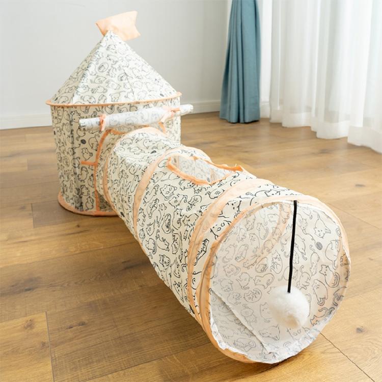Katzen Spielzeug Tunnel Röhre Zusammenklappbares Zelt Versteck Haus Plüschball für Kaninchen