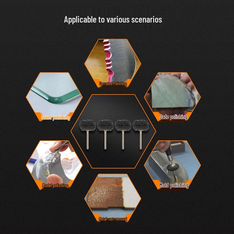 Nylon Fiber Scouring Pad with Handle - Mini Wool Round Head Polishing Brush for Woodworking