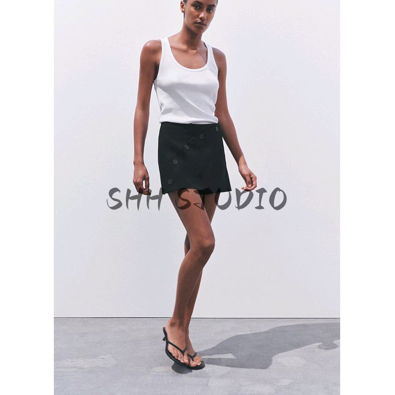 Spring and Summer New Women's Clothing American Style Minimalist Decorated Row Button Fashion City A- line Casual Culottes 2327791