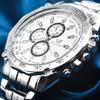 Three Eye Six Pin Fashionable Steel Strap Watch, Gift Steel Strap Men's Watch