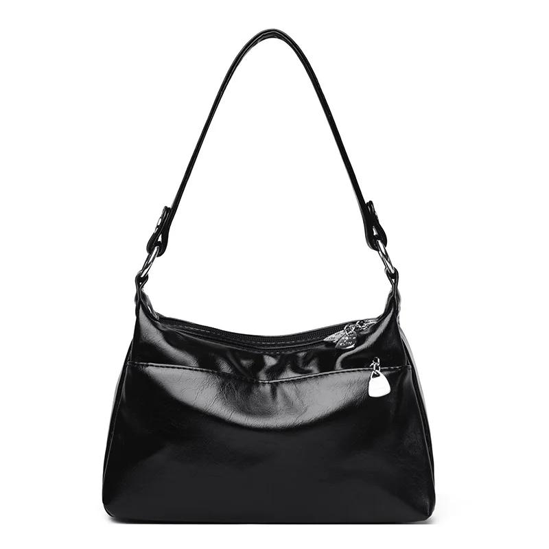 New Vintage Luxury Women's Bag Solid Color Fashionable Bags Shoulder Bags High Quality Oil Leather Tote Bags Wallet Bag
