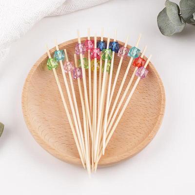 ZISIZ Disposable Crystal Square Fancy Bamboo Skewers