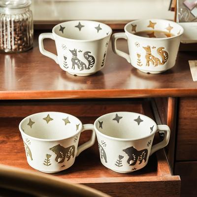 Domácí pitné hrnky v japonském stylu, hrnky na kávu, vintage kancelářské kreativní keramické hrnky s víčky pro páry jako dárky