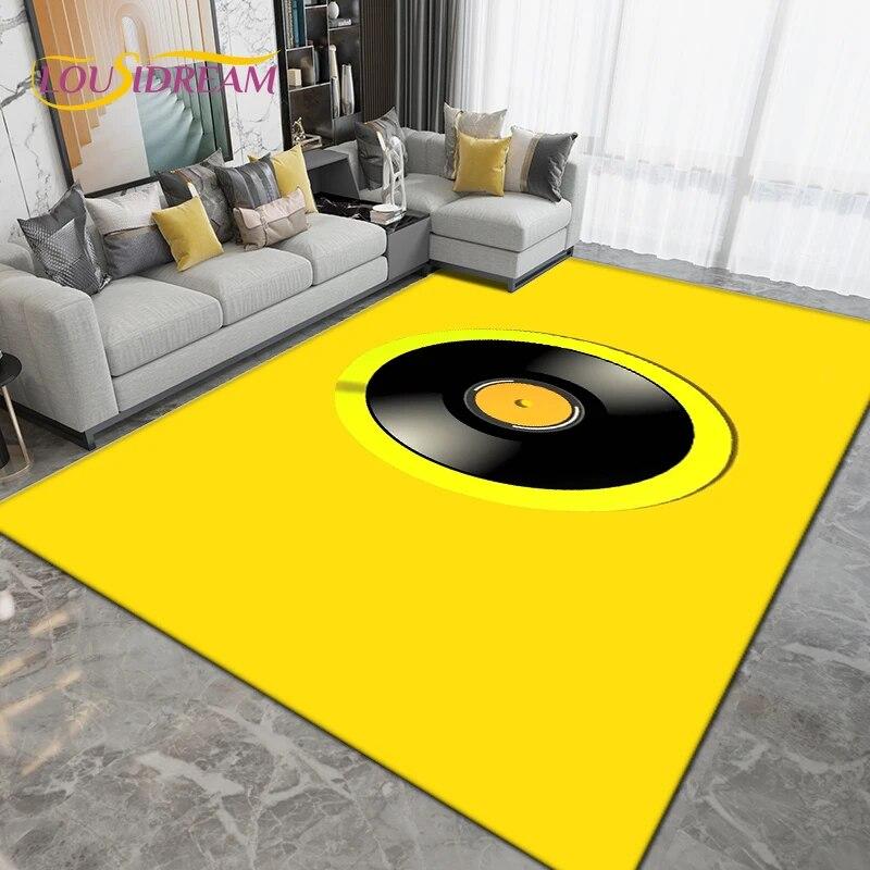 Classical Music Vintage Vinyl Record Area Rug Large,Carpet Rug for Living Room Bedroom Sofa,Kitchen Bathroom Non-slip Floor Mats